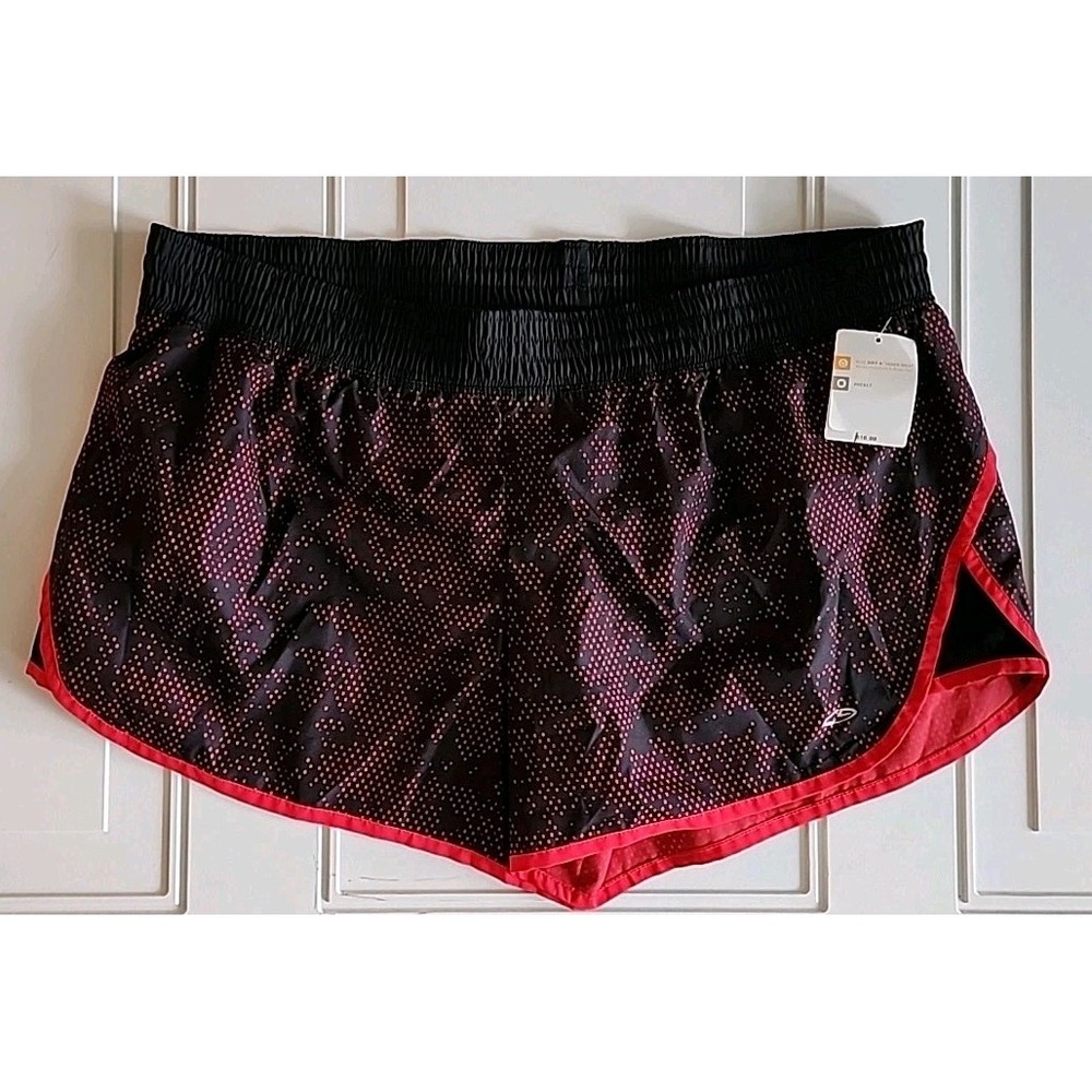 NEW CHAMPION Athletic Performance Running Shorts w/ Liner Black/Red Women'XXL